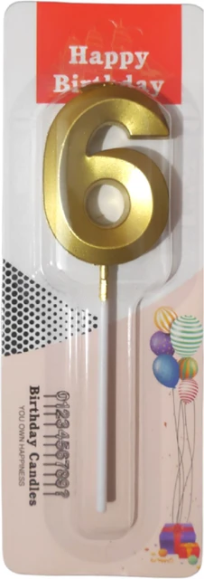 GOLDEN NUMBER CANDLE 6