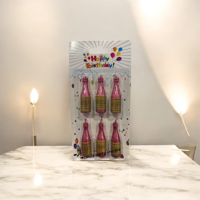 BOTTLE CANDLE PINK 6PCS